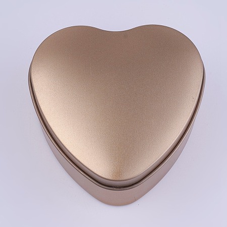 Iron Tins Cans, Storage Box Containers, with Lid, Heart, Golden, 70.5x73x39mm; 15pcs/box