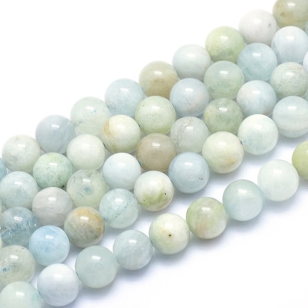 ARRICRAFT Natural Aquamarine Strands, Round, 6mm, Hole: 0.8mm, about 66pcs/strand, 15.5 inches(39.5cm)