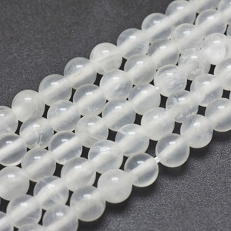 ARRICRAFT Natural Selenite Beads Strands, Round, 6mm, Hole: 0.8mm, about 67pcs/strand, 15.7 inches(40cm)