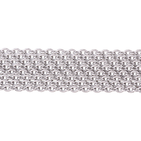 PandaHall Elite 2 Yard 316 Stainless Steel Cross Rolo Chains for Necklace Size 1.5x1.5mm Jewelry Making Chain