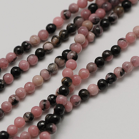 ARRICRAFT Natural Rhodonite Round Bead Strands, 2mm, Hole: 0.8mm, about 184pcs/strand, 16 inches