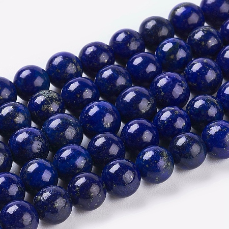 Arricraft Natural Lapis Lazuli Beads Strands, Dyed, Round, Blue, 6mm, Hole: 1mm, about 30pcs/strand, 7.6 inches