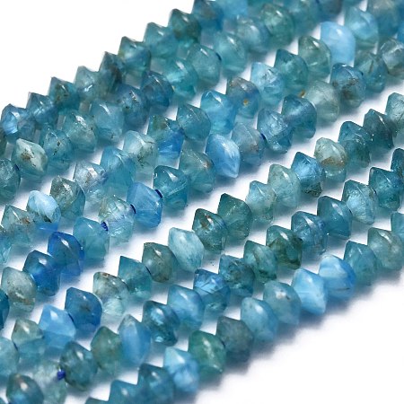ARRICRAFT Natural Apatite Beads Strands, Faceted, Bicone, Deep Sky Blue, 2.5~3x1.5~2mm, Hole: 0.5mm, about 250pcs/Strand, 14.96 inches(38cm)
