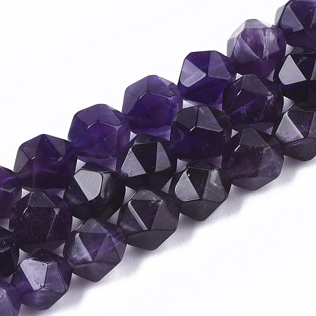 Arricraft Natural Amethyst Beads Strands, Star Cut Round Beads, Faceted, 6~7x5~6mm, Hole: 1mm, about 64~66pcs/strand, 15.3 inches