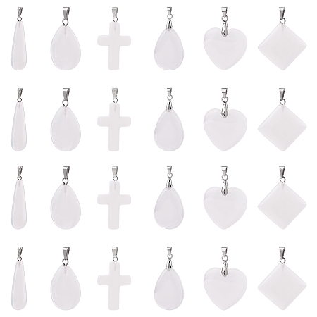 Opalite Pendants, with Iron and Brass Bails, Mixed Shapes, 24pcs/box