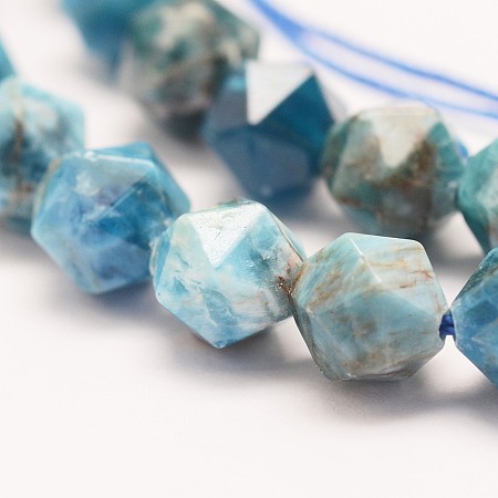 ARRICRAFT Natural Apatite Beads Strands, Round, Faceted, 7.5~8mm, Hole: 1mm, about 48pcs/strand, 15.35 inches(39cm) long
