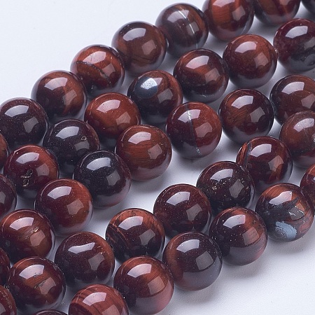 ARRICRAFT Natural Red Tiger Eye Beads Strands, Round, 10mm, Hole: 1.2mm, about 38pcs/strand, 15.31 inches