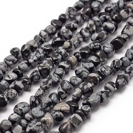 ARRICRAFT Natural Snowflake Obsidian Beads Strands, Chip, 3~5x3~5x3~8mm, Hole: 1mm, about 85~90pcs/strand, 15.7 inches(40cm)