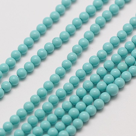 Arricraft Synthetic Taiwan Turquoise Round Beads Strands, 2mm, Hole: 0.8mm, about 184pcs/strand, 16 inches