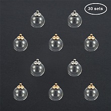 PandaHall Elite 30pcs 20mm Mini Clear Glass Globe Bottle Wish Glass Ball Bottles for DIY Pendant Charms Stud Earring Making With 10mm Cap (silver, gold)