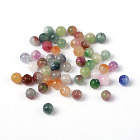 Arricraft Two Tone Natural Jade Beads, Dyed, Round, Mixed Color, 6mm, Hole: 1mm