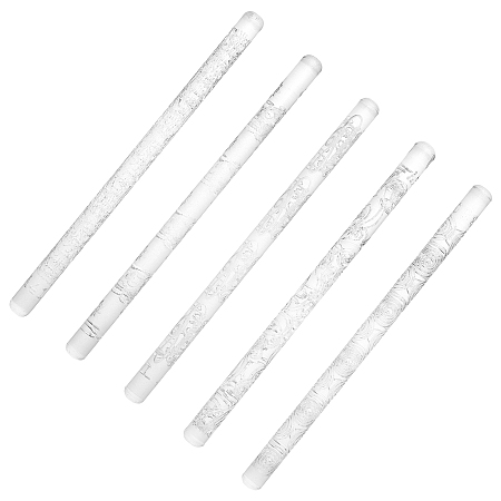 Acrylic Rolling Pin, with Pattern, for Fondant Making, Stick, Clear, 165x10mm; 5 styles, 1pc/style, 5pcs/set