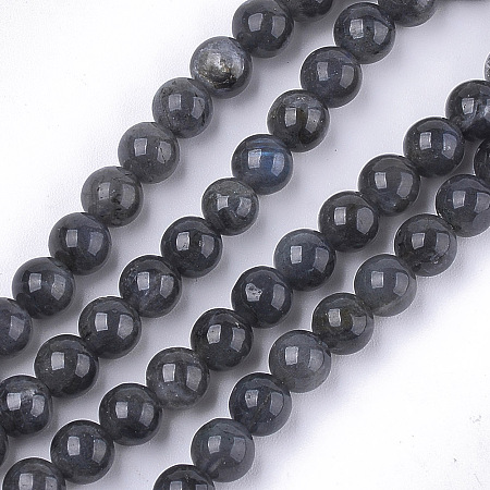 ARRICRAFT Natural Black Labradorite Beads Strands, Grade A, Round, 6mm, Hole: 0.8mm, about 62~65pcs/strand, 15.3 inches