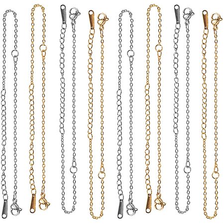 Unicraftale 201 Stainless Steel Bracelet Making, with Cable Chain and Lobster Claw Clasps, Golden & Stainless Steel Color, 5 inches~5-1/4 inches(12.7~13.4cm); 1.5mm, Hole: 1.5mm; 2colors, 5pcs/color, 10pcs/box