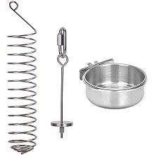 Stainless Steel Bird Food Feed Tool Sets, Bird Fruit Holder, Food Holder and Food Water Bowls Dish, Stainless Steel Color, 3pcs/set