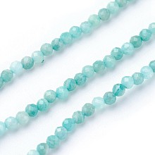 Arricraft Natural Amazonite Beads Strands, Faceted, Round, 2~2.5mm, Hole: 0.5mm, about 180~200pcs/strand, 14.5~16.1 inches(37~41cm)