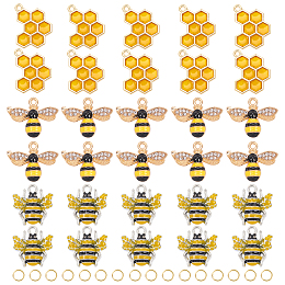 Alloy Enamel Pendants, Bees, Yellow, 18.5x22x5mm, Hole: 1.8mm