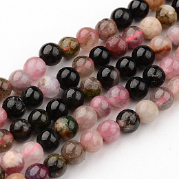 ARRICRAFT Natural Tourmaline Round Bead Strands, 8mm, Hole: 1mm, about 49pcs/strand, 16 inches