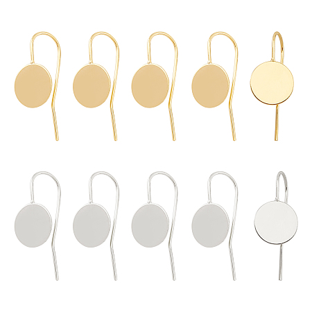 Brass Earring Hooks, Ear Wire, Platinum & Golden, Tray: 10mm; 24x10x0.5mm, Pin: 0.7mm; 2 colors, 30pcs/color, 60pcs/box