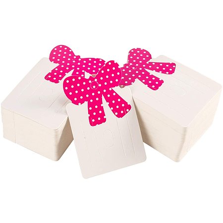 Paper Cardboard Hair Clip Display Cards, Rectangle with Bowknot , Camellia, 79x50mm