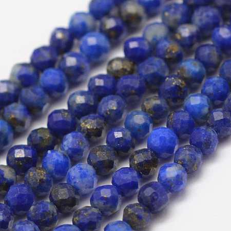 Arricraft Natural Lapis Lazuli Beads Strands, Faceted, Round, 2mm, Hole: 0.5mm, about 178pcs/strand, 15.3 inches(39cm)