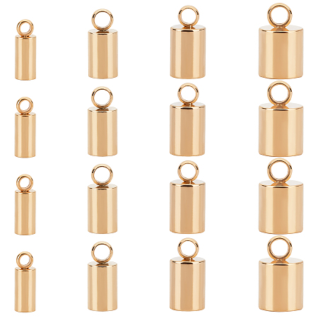 Unicraftale 304 Stainless Steel Cord Ends, End Caps, Column, Golden, 8~10x3~6mm, Hole: 1.2~2mm; 24pcs/box