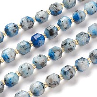ARRICRAFT Natural K2 Stone/Raindrop Azurite Beads Strands, Round, Faceted, 7x7x8mm, Hole: 0.8mm, about 38pcs/Strand, 15.35 inches(39cm)