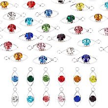 PANDAHALL ELITE Glass Rhinestone Pendants, with Platinum Tone Alloy Claw Settings, Horse Eye, Mixed Color, 20x7.5x5.5mm, Hole: 2.5mm, 12 colors, 4pcs/color, 48pcs/box