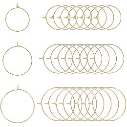 PandaHall Elite Brass Wine Glass Charms Rings, Hoop Earring Findings, DIY Material for Basketball Wives Hoop Earrings, Nickel Free, Real 18K Gold Plated, 21 Gauge, 37x35x0.7mm, 30pcs/box