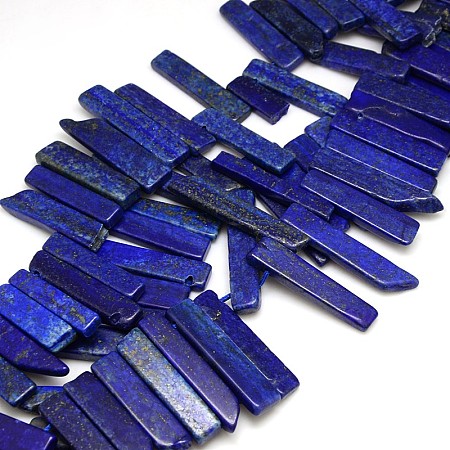Arricraft Natural Gemstone Lapis Lazuli Beads Strands, Irregular Cuboid, Lapis Lazuli, 15~70x9~12x5~7mm, Hole: 2mm, about 39pcs/strand, 15.74 inches