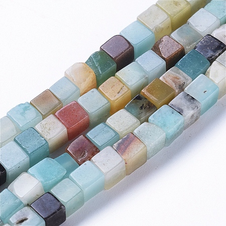 Arricraft Natural Amazonite Beads Strands, Cube, 4~4.5x4~4.5x4~4.5mm, Hole: 0.8mm, about 96pcs/strand, 15.75 inches(40cm)