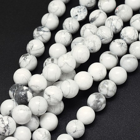 Arricraft Natural Howlite Beads Strands, Round, 8mm, Hole: 1mm, about 46~47pcs/strand, 15.2~15.5 inches(38.5~39.5cm)