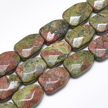 ARRICRAFT Natural Unakite Beads Strands, Faceted, Calabash, 16~16.5x12x6mm, Hole: 1mm, about 12pcs/strand, 7.8 inches