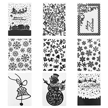 Globleland Plastic Embossing Folders, Concave-Convex Embossing Stencils, for Handcraft Photo Album Decoration, Mixed Patterns, 148x105x3mm, 9 patterns, 1pc/pattern, 9pcs/set