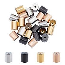 Unicraftale Vacuum Plating 304 Stainless Steel Cord Ends, End Caps, Column, Mixed Color, 8x7mm, Hole: 1.5mm; Inner Diameter: 6mm, 4 colors, 6pcs/color, 24pcs/box