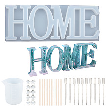 SUNNYCLUE DIY Decoration Kits, with Silicone Molds & Measuring Cup, Birch Wooden Craft Sticks, Latex Finger Cots and Plastic Transfer Pipette, White, 90x235x22mm, 1pc