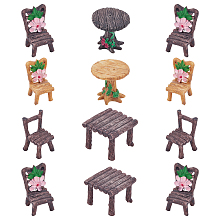 Resin Home Decorations, Table & Chair, Mixed Color, 4sets/bag