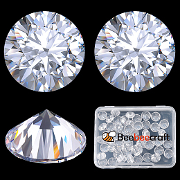 Beebeecraft 50Pcs Cubic Zirconia Cabochons, Grade A, Faceted, Diamond, Paste jewellery, Clear, 8x4.6mm