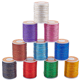 Olycraft Polyester Cord, with Gold Metallic Cord, Chinese Knotting Cord, Mixed Color, 1.5mm; about 4m/roll, 10rolls/set