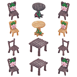 Resin Home Decorations, Table & Chair, Mixed Color, 4sets/bag