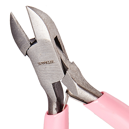 SUNNYCLUE 45# Carbon Steel Jewelry Pliers, Side Cutting Pliers, Polishing, Pink, 11.25x6.7x0.85cm