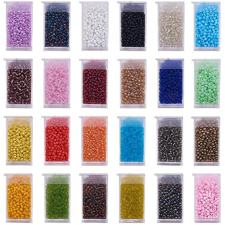 Arricraft 24 Color 3mm Seed Beads, 8/0 Small Round Glass Beads Jewelry Kit with Removable Organizer Box for Friendship Bracelet Making Beading Weaving
