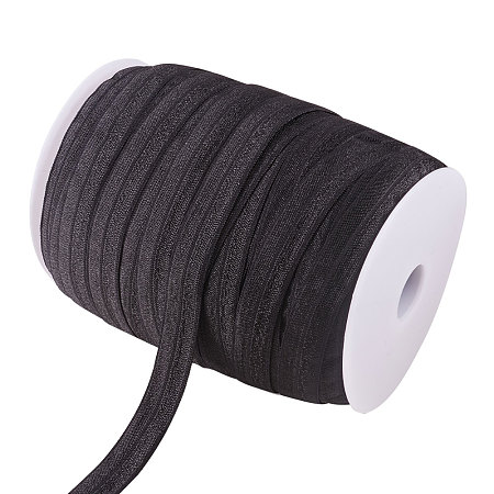Flat Elastic Rubber Cord/Band, Webbing Garment Sewing Accessories, Black, 15mm; about 75m/roll