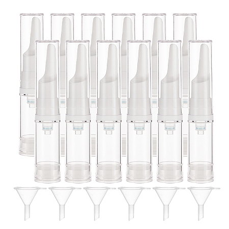 BENECREAT Plastic Transparent Dewar Bottles, Empty Eye Cream Tube Vials, with Transparent Plastic Funnel Hopper, Clear, 10x1.9cm, Capacity: 5ml; 12pcs