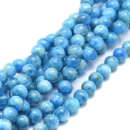 ARRICRAFT Natural Apatite Beads Strands, Round, 6mm, Hole: 0.7mm, about 62pcs/strand, 15.75 inches(40cm)