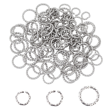 Unicraftale 304 Stainless Steel Jump Rings, Open Jump Rings, Twisted, Stainless Steel Color, 18 Gauge, 6~10x1mm, 120pcs/set