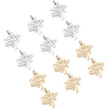 Unicraftale 304 Stainless Steel Pendants, Tree of Life, Mixed Color, 20.5x20x1mm, Hole: 2.5mm; 2colors, 6pcs/color, 12pcs/box