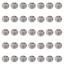 Unicraftale 304 Stainless Steel Textured Spacer Beads, Round, Stainless Steel Color, 50pcs/box