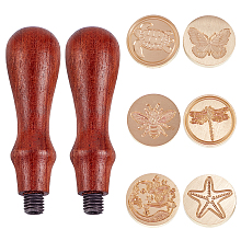 CRASPIRE DIY Scrapbook, Brass Wax Seal Stamp and Wood Handle Sets and Stamp Head, Golden, 90mm