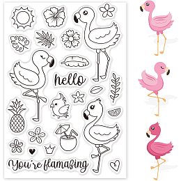 GLOBLELAND Flamingos Silicone Clear Stamps Animals Transparent Stamps for Holiday Greeting Cards Making DIY Scrapbooking Photo Album Decoration Paper Craft